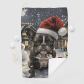 Serviette De Golf French Bulldog Winter Wonderland Christmas Joie (En situation)