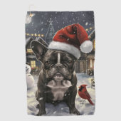 Serviette De Golf French Bulldog Winter Wonderland Christmas Joie (Devant)