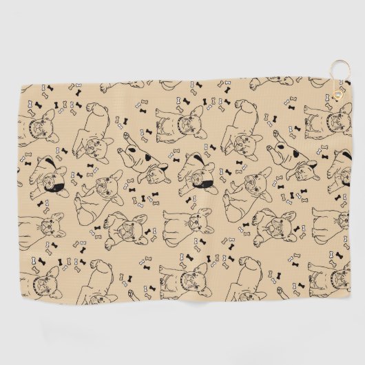 Serviette De Golf Frenchie et Bones (Horizontal)