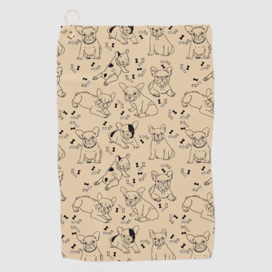 Serviette De Golf Frenchie et Bones (Devant)