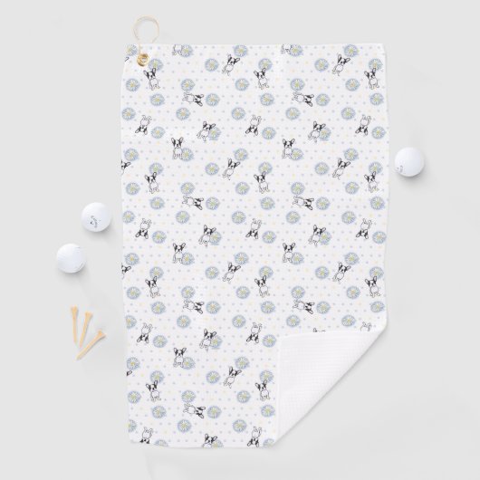 Serviette De Golf Frenchie et Daisies (En situation)