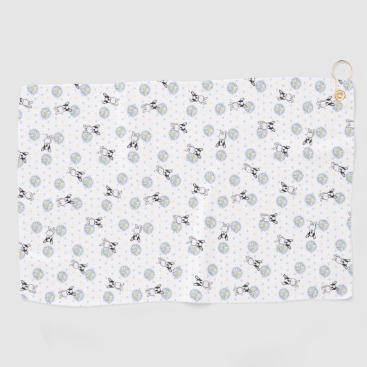 Serviette De Golf Frenchie et Daisies (Horizontal)