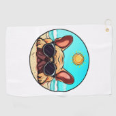 Serviette De Golf Frenchie Profitant De La Plage (Horizontal)