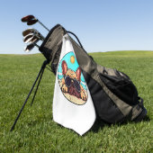 Serviette De Golf Frenchie Profitant De La Plage (Vert)