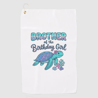 Serviette De Golf Frère de la chemise de tortue de mer de la fille d