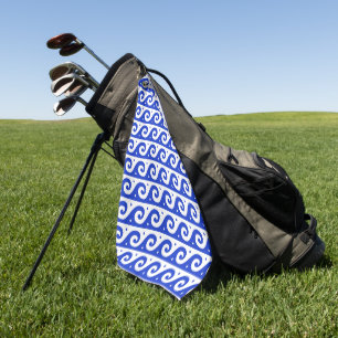 Serviette De Golf Fret grec, Motif d'onde méditerranéen, Bleu