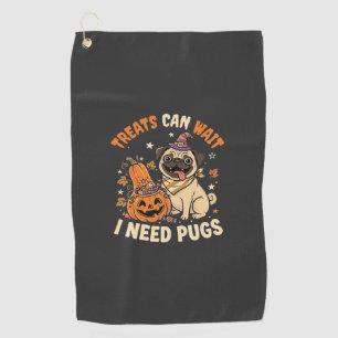 Serviette De Golf Friandises Citrouille de Pug Halloween