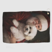 Serviette De Golf Frise de Bichon avec Noël Festif du Père Noël (Horizontal)