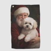Serviette De Golf Frise de Bichon avec Noël Festif du Père Noël (Devant)