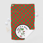 Serviette De Golf Frog Golfing Grip It et Ribbit Red & Green Checks (En situation)
