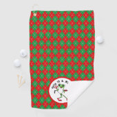Serviette De Golf Frog Golfing Grip It et Ribbit Red Green Jacquard (En situation)