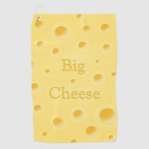 Serviette De Golf Fromage "Gros Fromage" Crème Jaune Avec Trou