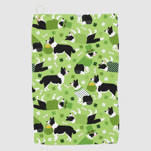 Serviette De Golf Frontale de la Saint Patrick Collie Motif (Devant)