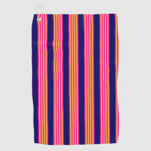 Serviette De Golf Fuchsia et rayures jaunes avec bleu marine