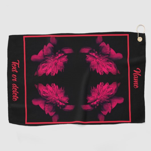 Serviette De Golf Fuchsia Peony Abstrait Floral Personnalisé (Horizontal)