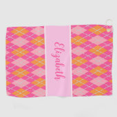 Serviette De Golf Fun Bright rose preppy Jacquard nom personnalisé d (Horizontal)