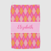 Serviette De Golf Fun Bright rose preppy Jacquard nom personnalisé d (Devant)