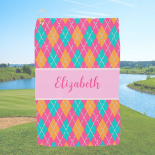 Serviette De Golf Fun Bright rose preppy Jacquard nom personnalisé d