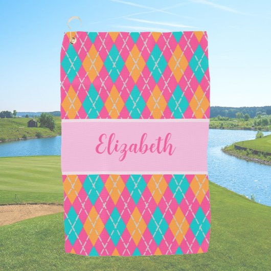 Serviette De Golf Fun Bright rose preppy Jacquard nom personnalisé d