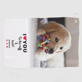Serviette De Golf Fun Chien Photo Je Vous Aime Au Ruff & Back Nom (Horizontal)