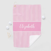 Serviette De Golf Fun Cute rose preppy strié nom personnalisé dames (En situation)