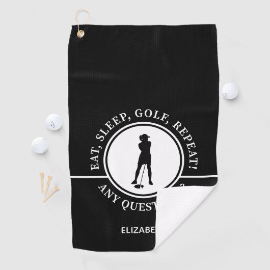 Serviette De Golf Fun Elegant Golfer Moderne Style Noir & Blanc (En situation)