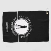 Serviette De Golf Fun Elegant Golfer Moderne Style Noir & Blanc (Horizontal)