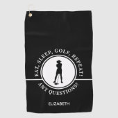 Serviette De Golf Fun Elegant Golfer Moderne Style Noir & Blanc (Devant)