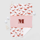 Serviette De Golf Fun Flamant rose rose personnalisé monogramme dame (En situation)