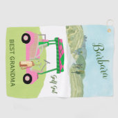 Serviette De Golf Fun Glam Golf Panier Best Grandma Nom personnalisé (Horizontal)