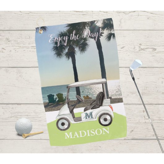 Serviette De Golf Fun Golf Cart Beach Monogramme Nom