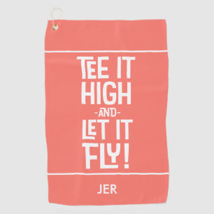 Serviette De Golf Fun Golfer Golf Tee Humour Funny Monogram Coral