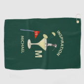 Serviette De Golf Fun Inspirational 19th Hole Cocktail Monogram Name (Horizontal)