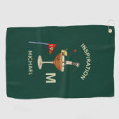 Serviette De Golf Fun Inspirational 19th Hole Cocktail Monogram Name (Horizontal)