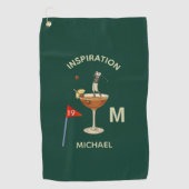 Serviette De Golf Fun Inspirational 19th Hole Cocktail Monogram Name (Devant)