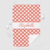 Serviette De Golf Fun Orange polka dots custom name ladies (En situation)