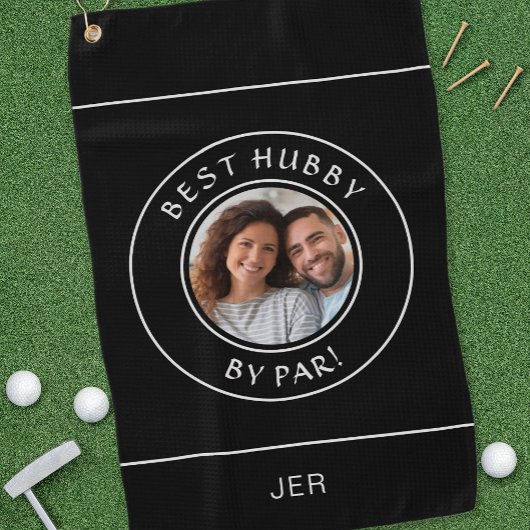 Serviette De Golf Fun Photo Golfeur Best Hubby Par Par Par Black Mod