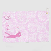 Serviette De Golf Fun Pink Tie Dye Lady Golfer Custom Name (Horizontal)