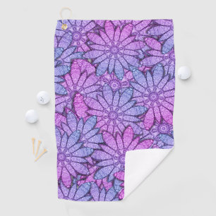 Serviette De Golf Fun Purple Flowers
