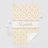 Serviette De Golf Fun rétro marguerites pêche fleurie nom personnali (En situation)