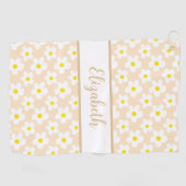 Serviette De Golf Fun rétro marguerites pêche fleurie nom personnali (Horizontal)
