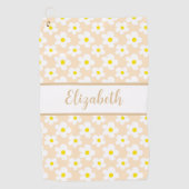 Serviette De Golf Fun rétro marguerites pêche fleurie nom personnali (Devant)