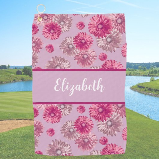 Serviette De Golf Fun rose floral cadeau de nom personnalisé pour go