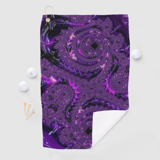 Serviette De Golf Funky Bold Boho Purple Digital Abstrait Fractal (En situation)