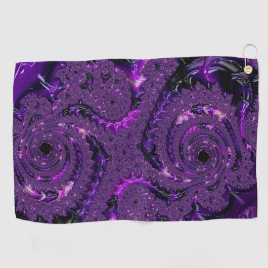 Serviette De Golf Funky Bold Boho Purple Digital Abstrait Fractal (Horizontal)