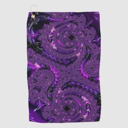 Serviette De Golf Funky Bold Boho Purple Digital Abstrait Fractal (Devant)