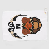 Serviette De Golf Funky Tortoise Chilling Monogramme (Horizontal)
