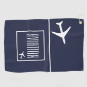 Serviette De Golf Funky White Plane Avion Pilote (Horizontal)