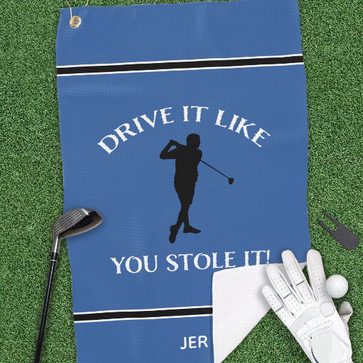Serviette De Golf Funny Golfer Humour Pour Lui Monogramme Sports Blu