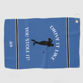 Serviette De Golf Funny Golfer Humour Pour Lui Monogramme Sports Blu (Horizontal)